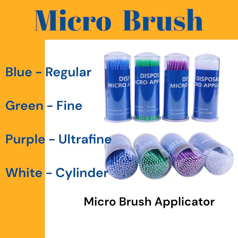 Micro brush ไมโครบรัช สำหรับทันตกรรม งอได้ พู่กันเล็กแบบใช้แล้วทิ้ง 100 ชิ้น