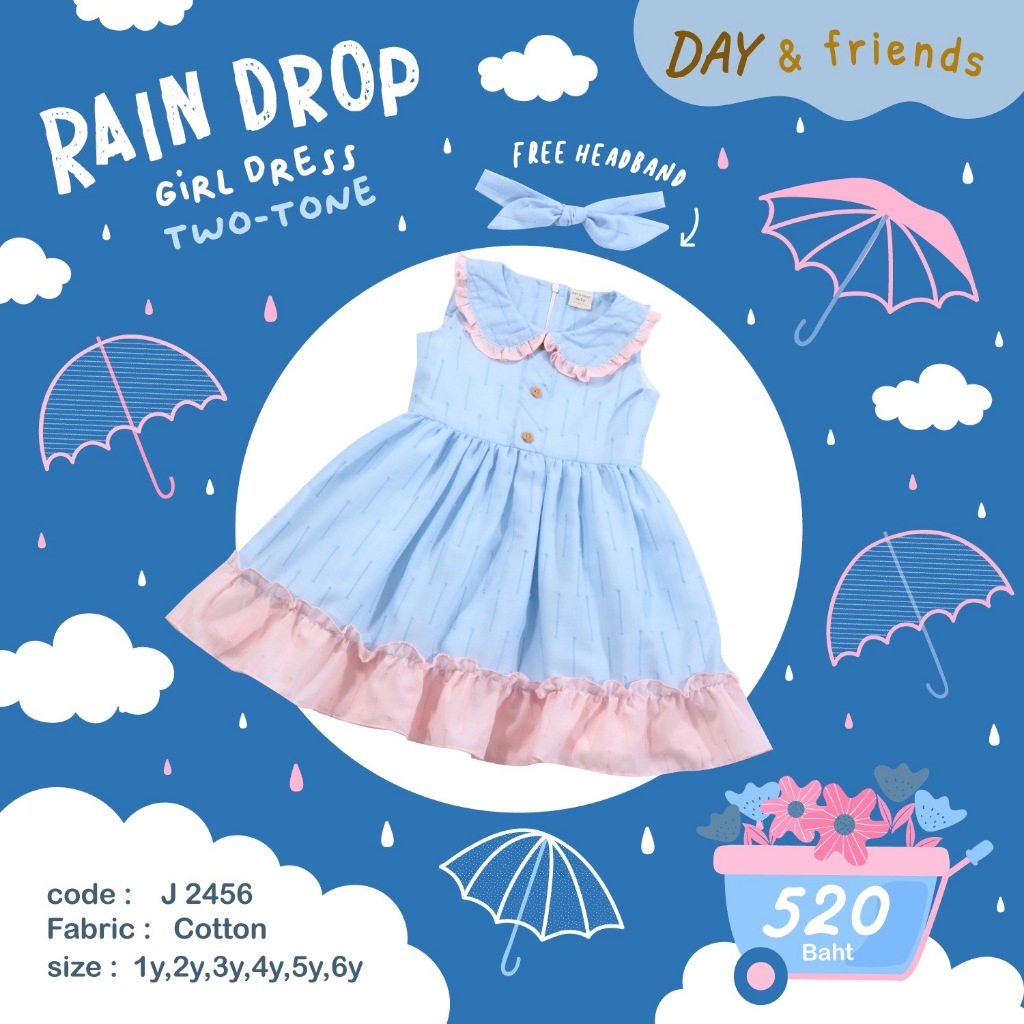 Raindrops Girl dress two-tone (J2456)