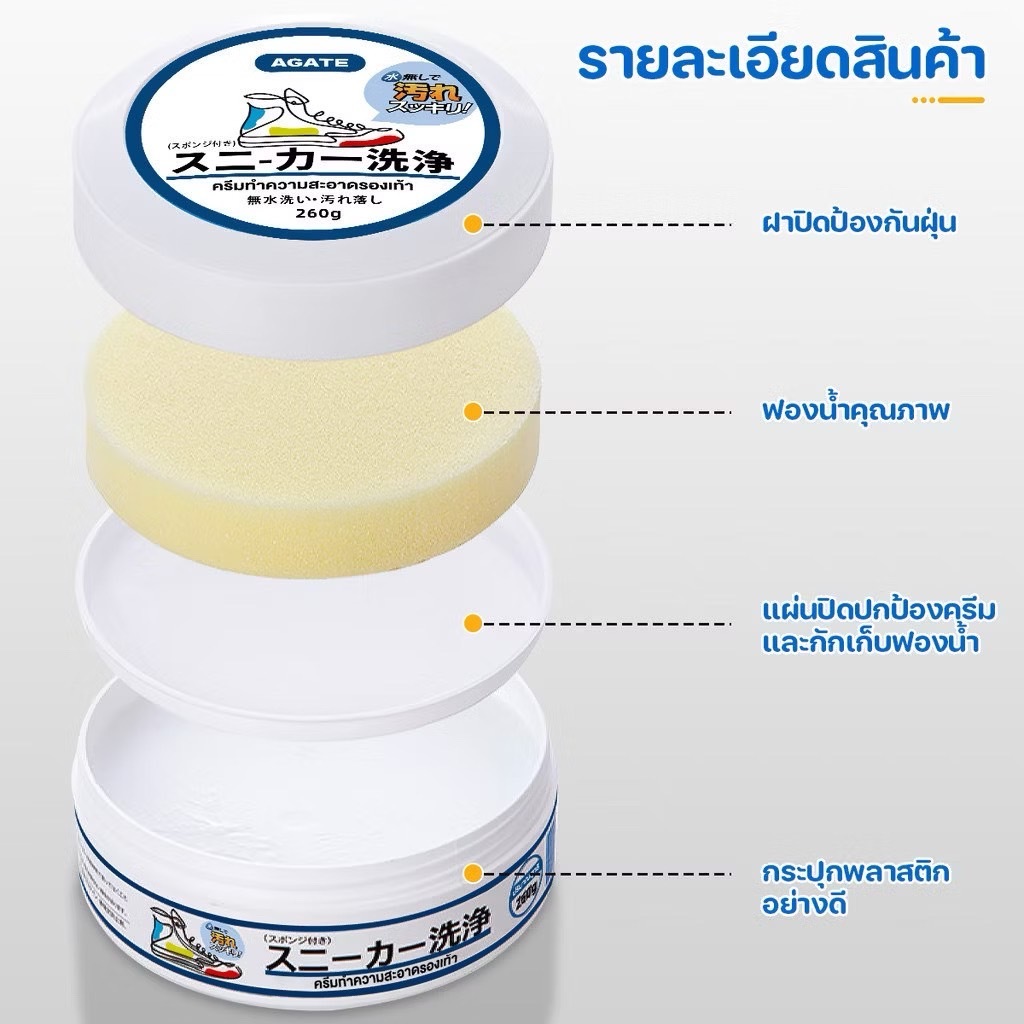 ครีมขัดรองเท้าขาว👟 น้ำยาขัดรองเท้าขาว White Shoe Cleaner พร้อมฟองน้ำสำหรับขัด👡👠