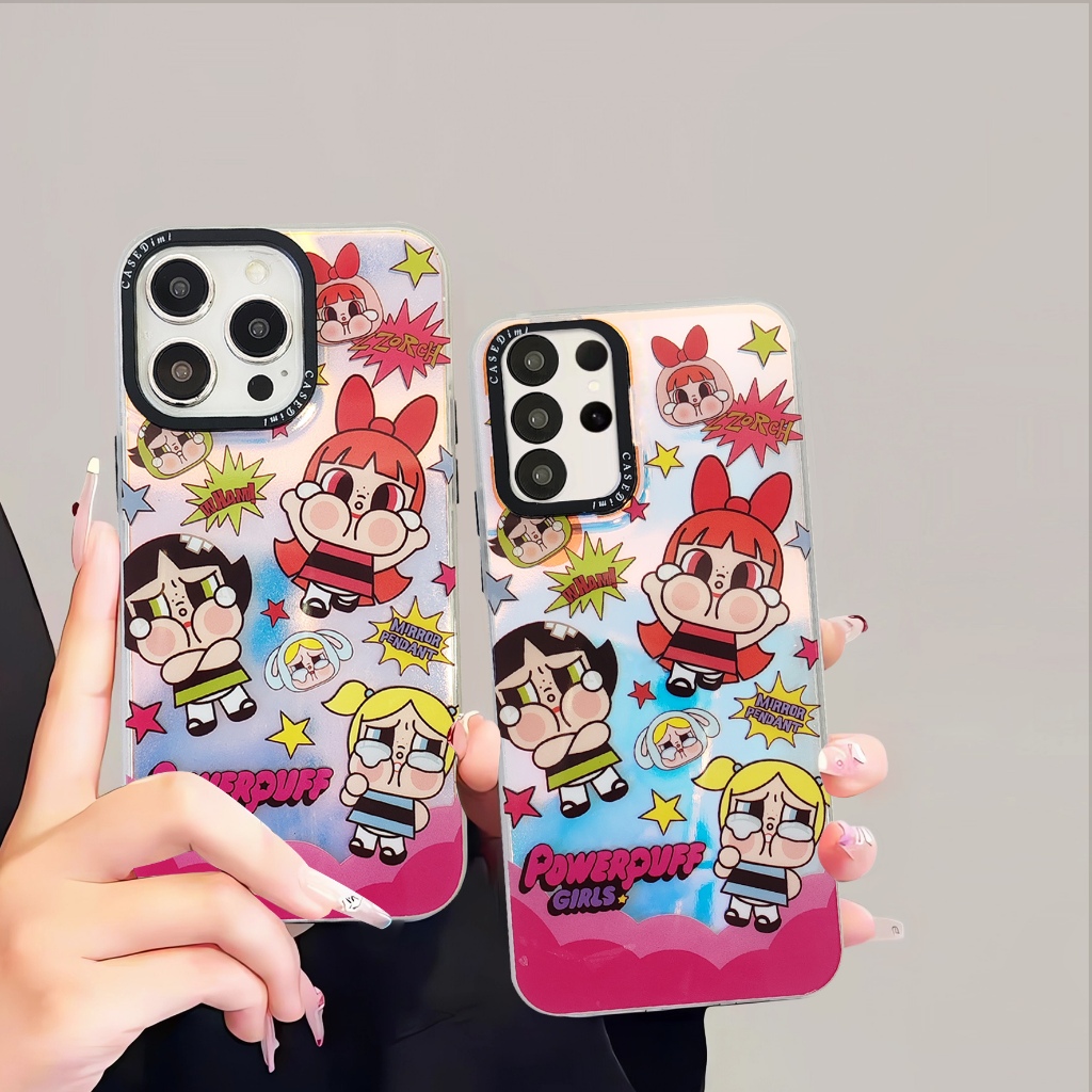 เคสขอบนิ่มเคสปรอทลายพาวเพอร์พัฟเกิร์ล OPPO A12 A15 A17 A18 A16 A38 A54 A53 A57 A77S A79 RENO10 RENO11 REALME SAMSUNG A13