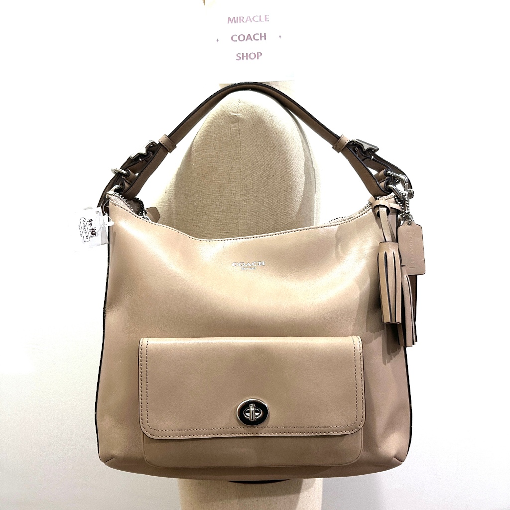 กระเป๋าสะพาย COACH ของแท้ มือ 1 COACH 22381 LEGACY LEATHER COURTENAY HOBO BAG Light Khaki