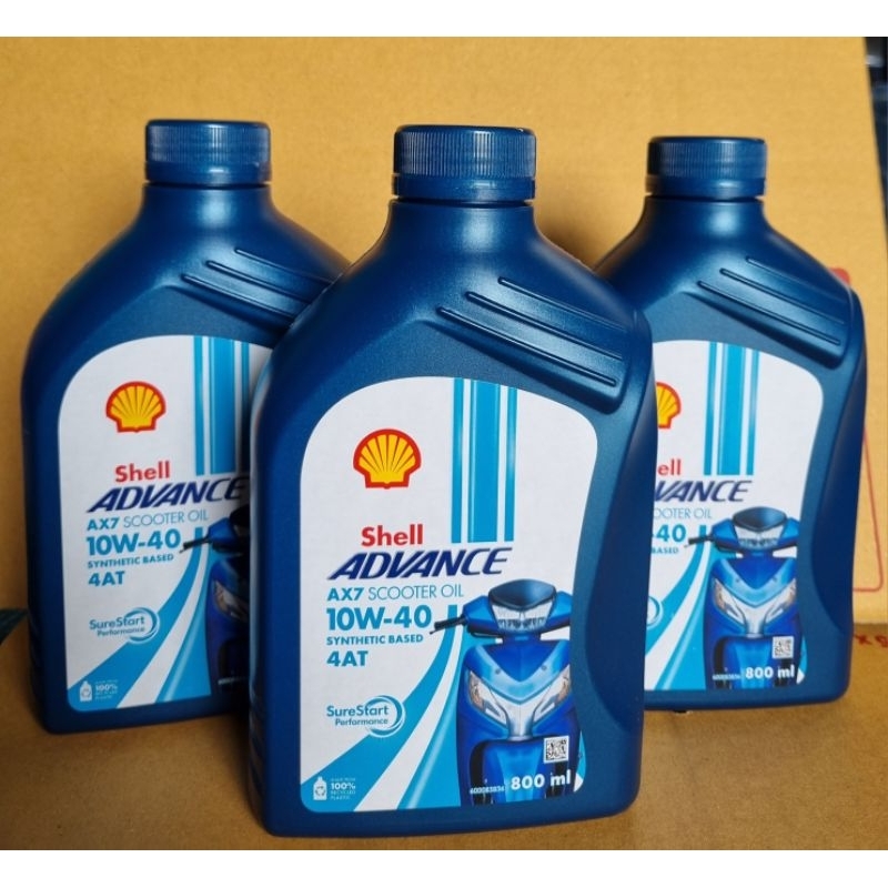 น้ำมันเครื่องรถมอเตอร์ไซค์ SHELL ADVANCE 10W-40 สำหรับรถออโต้
