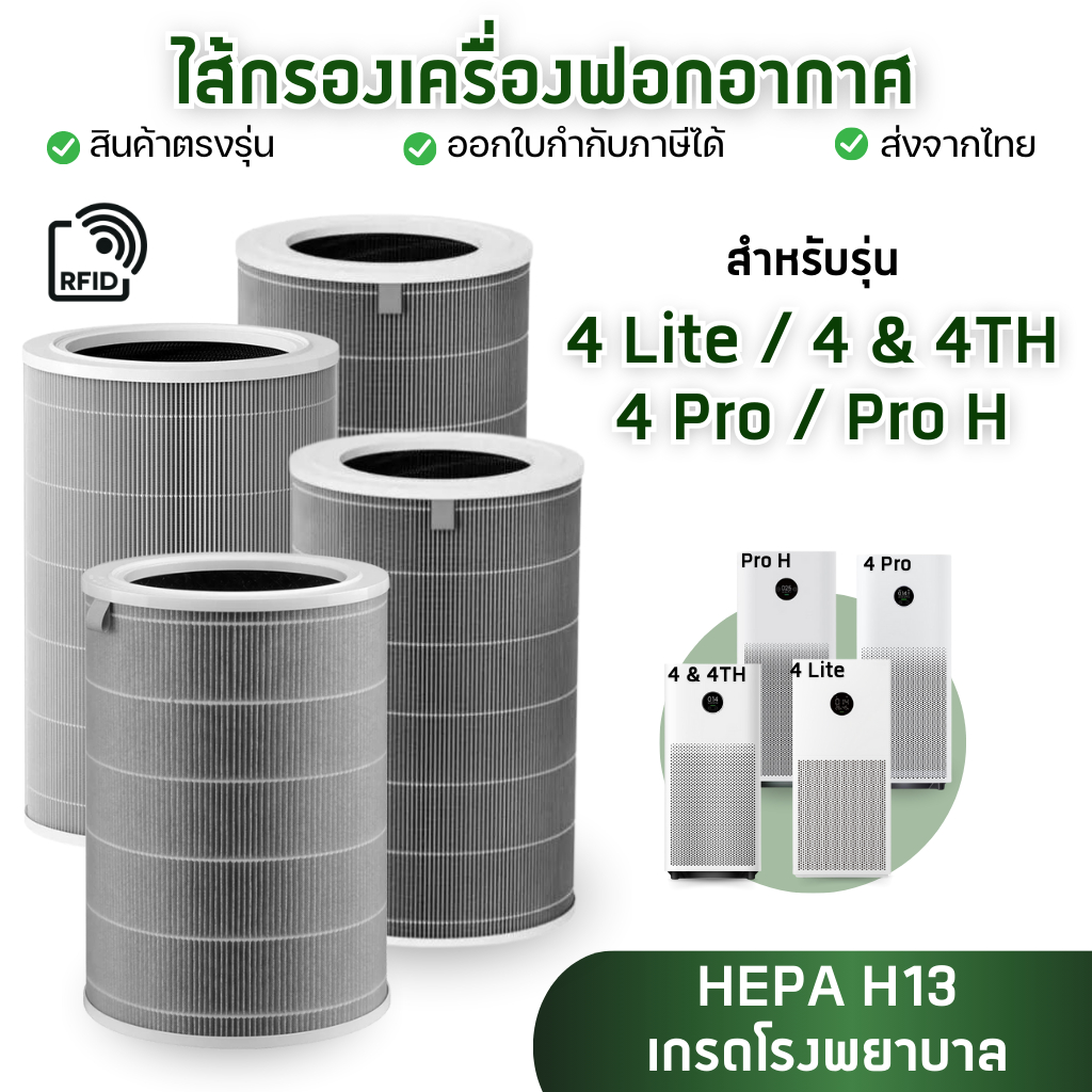 ไส้กรอง XIAOMI 4 Lite / 4TH / 4 Pro / Pro H (มี RFID) สำหรับเครื่องฟอกอากาศ Mi Air Purifier Filter