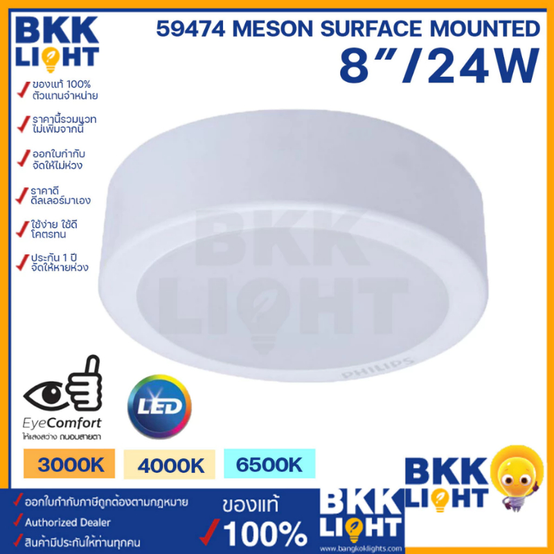 Philips LED Meson ดาวน์ไลท์ 24W 200 59474 ขนาด 8 นิ้ว (8") Surface Mounted ติดลอย ดาวไลท์ ของแท้ รับ