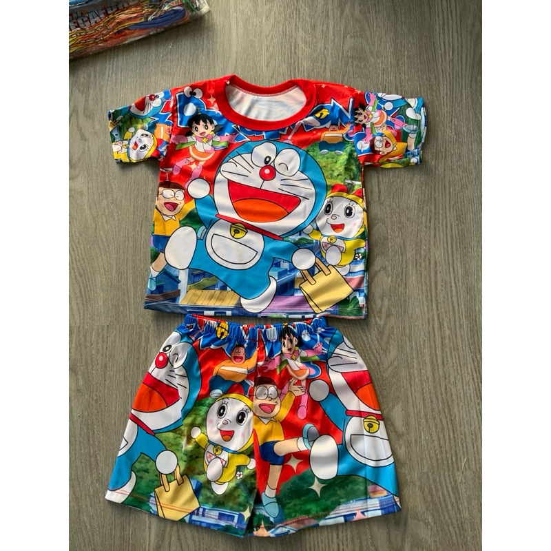 พร้อมส่ง งานไทย ชุด เสื้อกางเกง โดเรม่อน