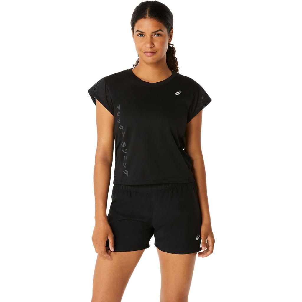 ASICS : 2012D126.001 KATAKANA MESH SS TOP WOMEN RUNNING ผู้หญิง เสื้อคอกลม ของแท้  PERFORMANCE BLACK