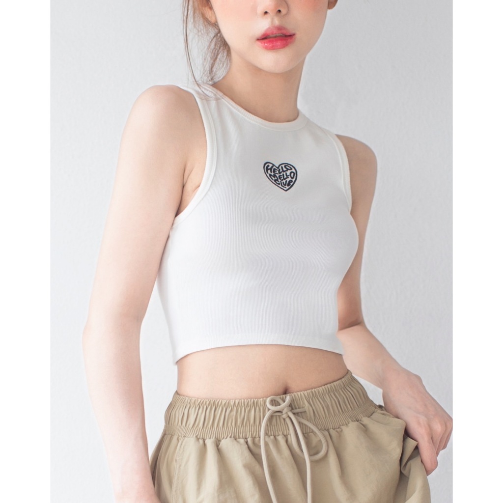 Clothesmello | Heart Embroidery Rib Tank Top (เสื้อกล้าม ผ้าร่อง)