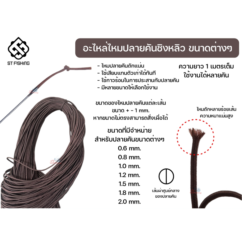 อะไหล่ไหมปลายคันถักแน่น (ความยาว 1 เมตร) มีหลายขนาดให้เลือกใช้งาน