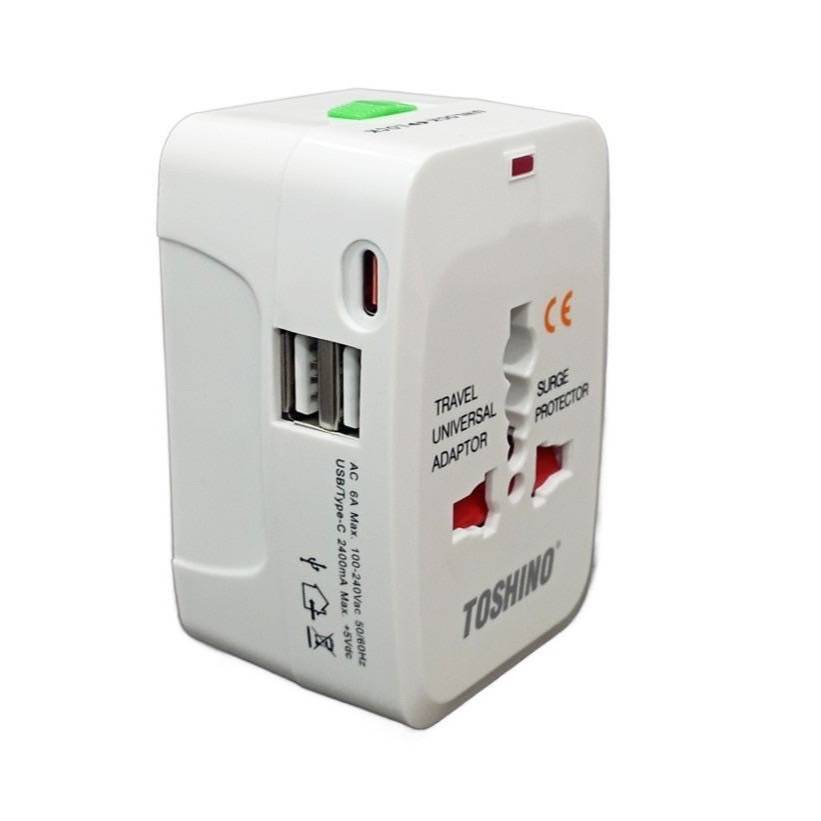 ปลั๊กแปลงต่างประเทศ ปลั๊กไฟ TOSHINO ทั่วโลก DE-204UC(+USB-C1+USB-A2) DE204UC (ใช้ทดแทนDE-205ได้ค่ะรุ