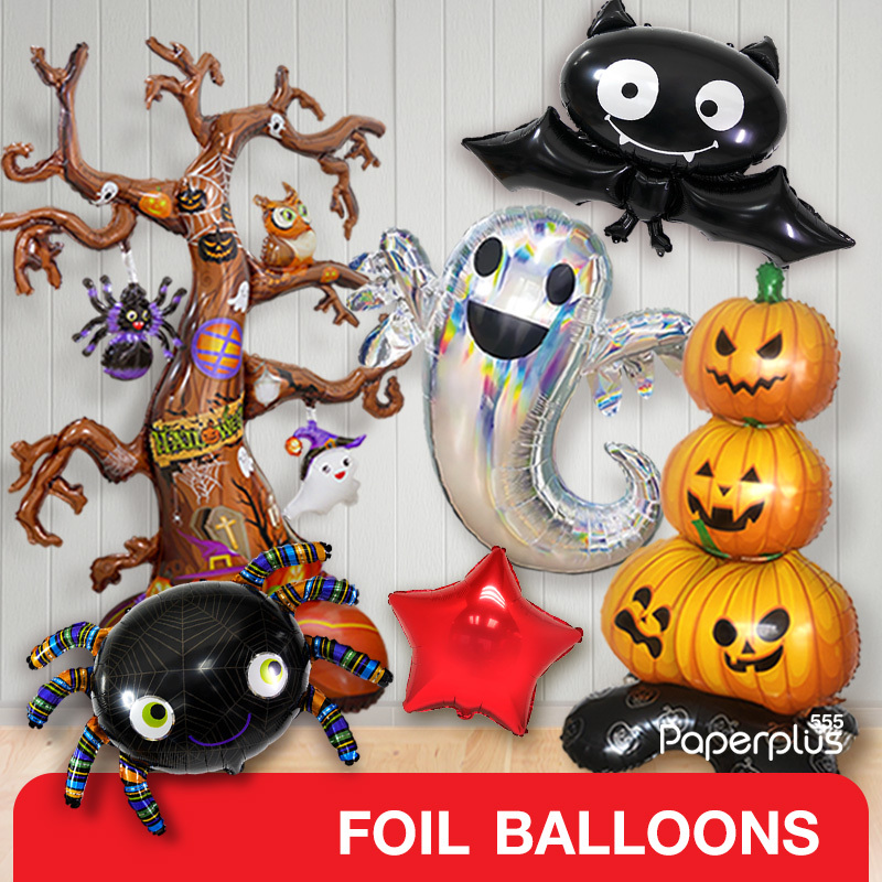 555paperplus ลูกโป่งแฟนซี (ส่งเร็วจากกรุงเทพ) ลูกโป่งฟอยส์ ฮาโลวีน Halloween ลูกโป่งดาว เมทัลลิก(รหัส GD114,GD115,GD118)