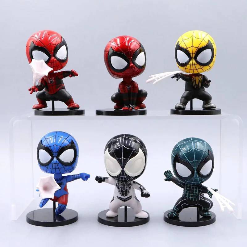 โมเดล สไปเดอร์แมน Spiderman Multiverse ขนาด 10 Cm. ไม่มีกล่อง หลากหลายเวอร์ชั่น ฐานดำหัวดุ๊กดิ๊กได้ (หัวสปริง) งานดี