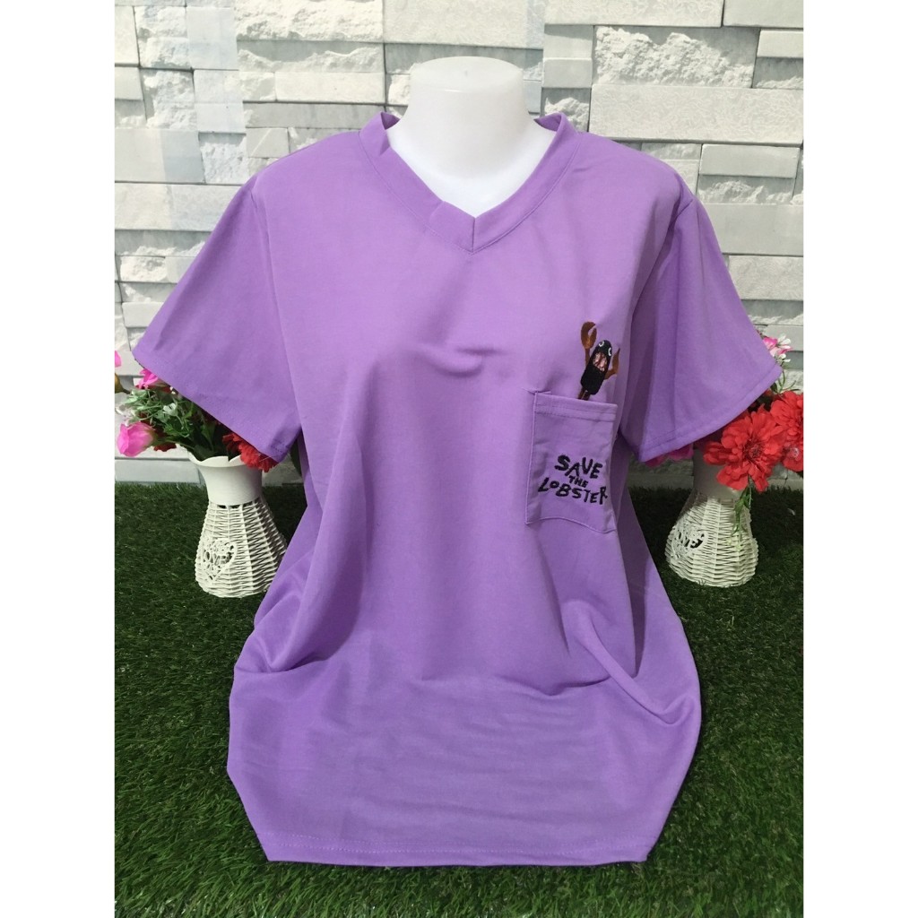 เสื้อยืด เสื้อผ้าสาวอวบ รอบอก 46-50 นิ้ว เสื้อยืดผู้หญิง ลายปัก รุ่น2502-ก้ามปู