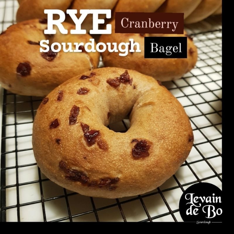 Rye Cranberry Sourdough Bagel (ขนมปังแครนเบอรี่เบเกิลจากยีสต์ธรรมชาติผสมแป้งไรย์)