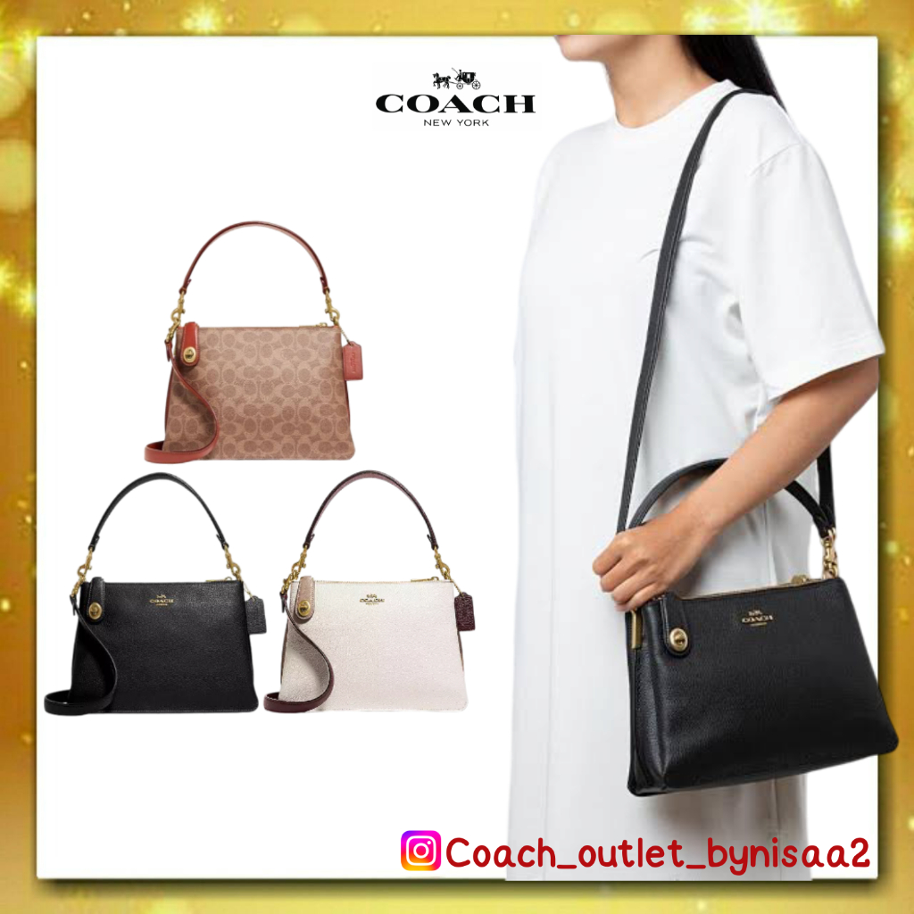 Coach Double Zip Shoulder Bag in Signature Canvas