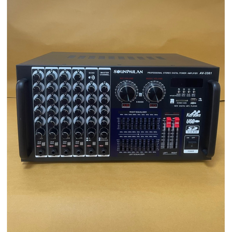 เครื่องขยายเสียงกลางแจ้ง เพาเวอร์มิกเซอร์ (แอมป์หน้ามิกซ์) power amplifier 800W (RMS) มีบลูทูธ USB  FM รุ่น AV-3361