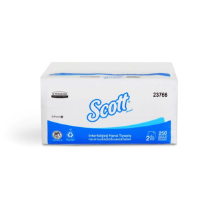 กระดาษเช็ดมือแบบแผ่นหนา 2 ชั้น SCOTT Essential Interfold 2 Ply Hand Towel 250 แผ่น / ห่อ ขายปลีกคละแบบลายถุง,ลายกร