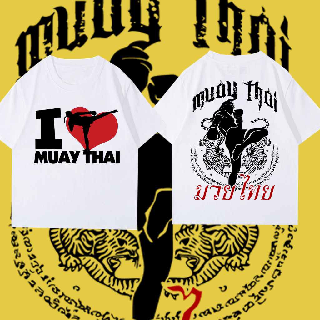 เสื้อมวยไทย I Love Muaythai Cotton แขนสั้นพิมพ์ลาย