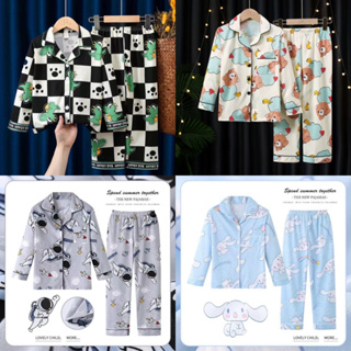 ลด10% โค้ด DDXDECW4 ชุดนอนเด็ก แขนยาวขายาว หน้ากระดุม ลายการ…