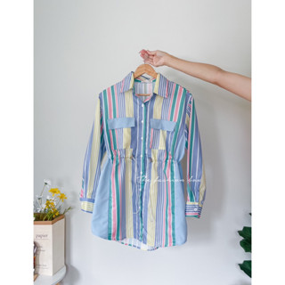 Stripe shirt dress เชิ้ตแขนยาวลายทางโทนสีพาสเทล สวยสดใสมากก