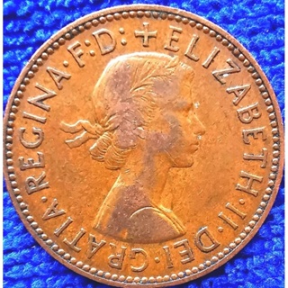 เหรียญ​อังกฤษ​ UK, 1/2 Penny,(ยุค​ Elizabeth), #​2228T, ใช้แล้ว