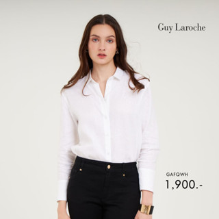 Guy Laroche เสื้อเชิ้ตแขนยาวลินินสีขาว  (GAFQWH)