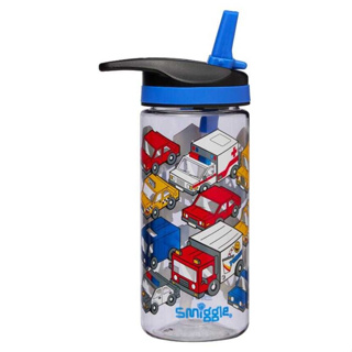 Smiggle Junior Plastic Drink Bottle 440Ml ขวดน้ำสมิกเกอร์ลาย รถเเข่งสี พร้อมส่งในไทย