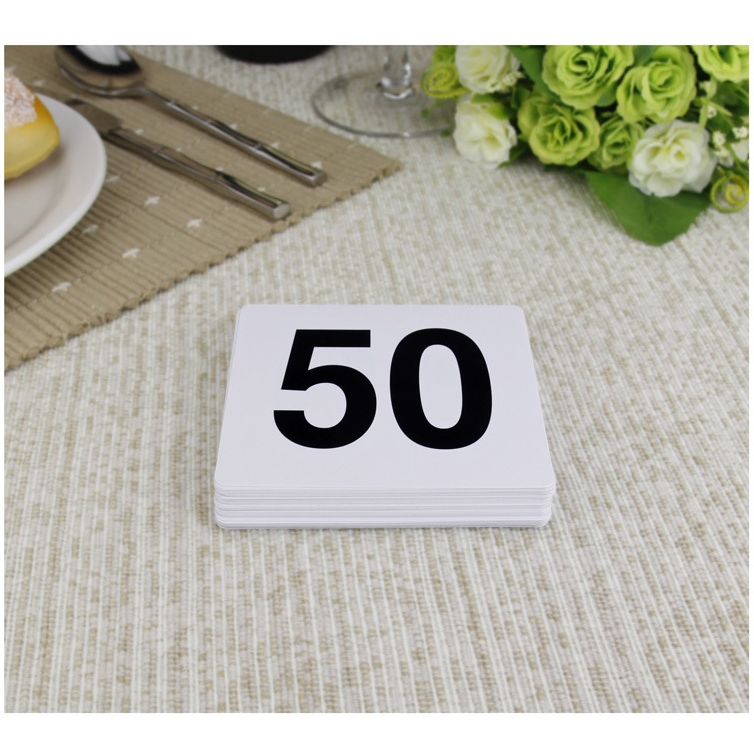 ป้ายหมายเลขโต๊ะPVC เบอร์โต๊ะ 1-25 /26-50/1-100 Table Numbers Set