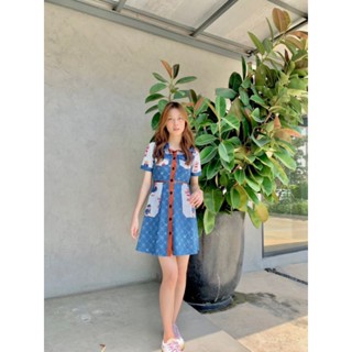 มินิเดรส ผ้ายีนส์ ลายสวย แต่งน้องหมีน่ารัก