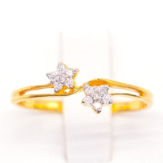 แหวนดอกพิกุลคู่ 🌸🍃🌸 แหวนเพชร แหวนทองเพชรแท้ ทองแท้ 37.5% (9K) ME845