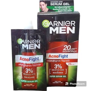 Garnier Men Acno Fight Super Serum การ์นิเย่เมนแอคโนไฟท์ ซูเปอร์ เซรั่มเจล 7มล. 1กล่อง(6 ซอง)