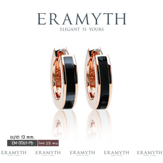 Eramyth Jewelry ต่างหูห่วง ดีไซน์ลงสี Enamel ดำ เงินแท้ 92.5 13MM EM-0061-Pb-13 สินค้ามาตรฐานส่งออก