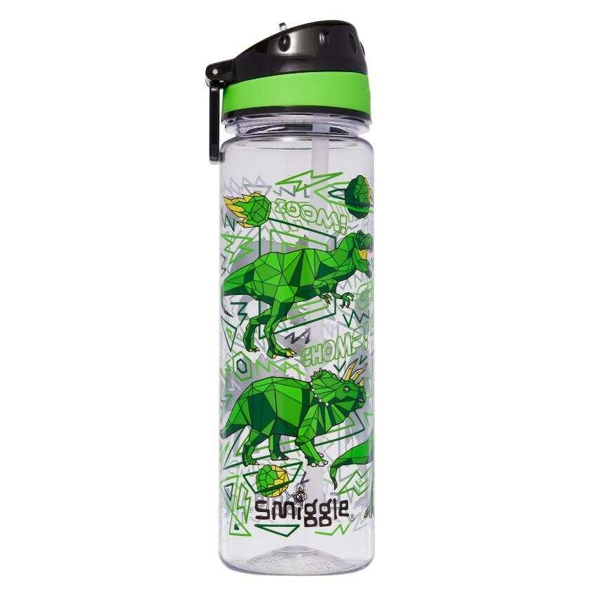 Smiggle Plastic Drink Bottle 650ML ขวดน้ำสมิกเกอร์ ลาย Dino gree พร้อมส่งในไทย
