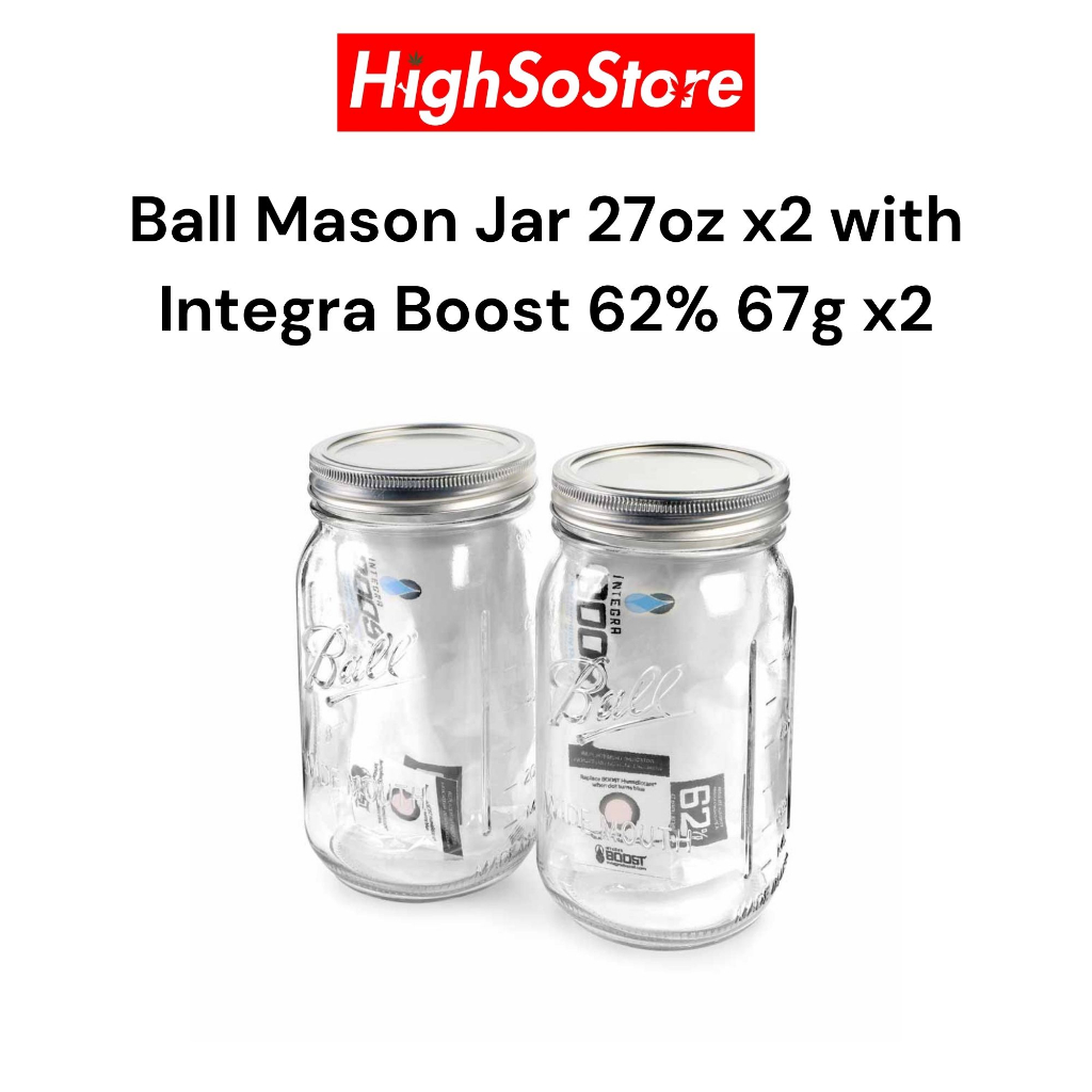 🚚พร้อมส่ง 🚚ส่งไวโหลแก้ว Ball  Mason Jar 27oz x2 with Integra Boost 62% 67g x2