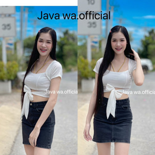 🔥Java wa shop🔥เสื้อครอป ผูกเอว งานผ้าร่องไฮโซ ใส่แมทช์กับกางเกงตัวโปรดก็สวย