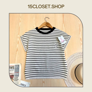เสื้อคอกลมแขนล้ำ เนื้อผ้าไหมพรมลายริ้ว *งานป้าย*