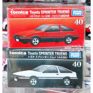 CLT โมเดลรถโทมิก้าขนาดเล็ก 7.0 ซม 🧩 Tomica Premium No.40 TOYOTA SPRINTER Trueno AE86 2 กล่อง สีแดง &amp; สีขาว ใหม่ในซีล