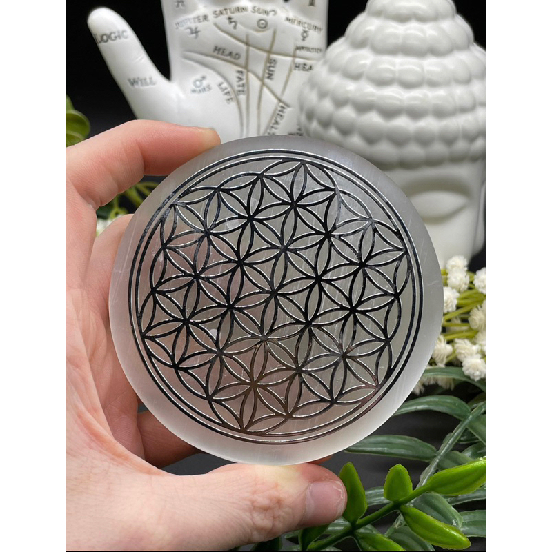 Selenite Crystal Grid Charging Plate - Selenite plate - Crystal grid charging plate - Selenite Cryst