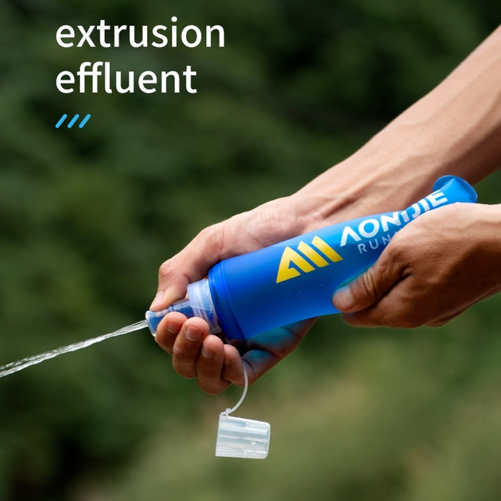 ขวดน้ำแบบนิ่ม TPU พับเก็บได้ Aonijie ขนาด 250ml, 500ml สำหรับวิ่ง Half, Full Marathon (L24) - รูปที่ 6