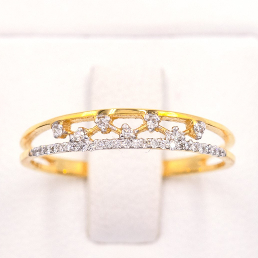 แหวนแถวคู่ เพชรสลับคล้ายกลุ่มดาว สวยๆ ✨ แหวนเพชร แหวนทองเพชรแท้ ทองแท้ 37.5% (9K) ME885
