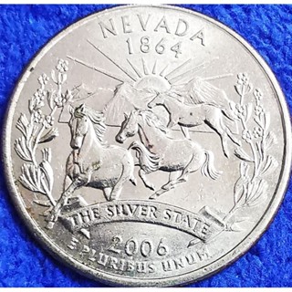 เหรียญ​หมุนเวียน​US, 0.25 USD, (ชุด​State quarter, Nevada), #​3063L, ใช้แล้ว