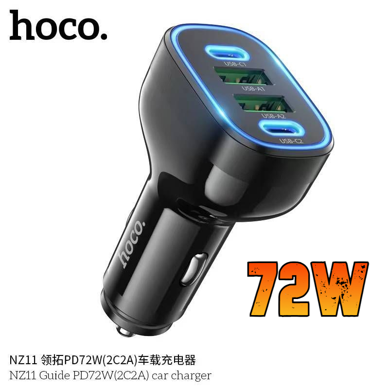 HOCO NZ11 72W 4Ports Car Charger USB Type A / Type C ที่ชาร์จในรถ ชาร์จเร็ว หัวชาร์จ อะแดปเตอร์ ของแท้100%