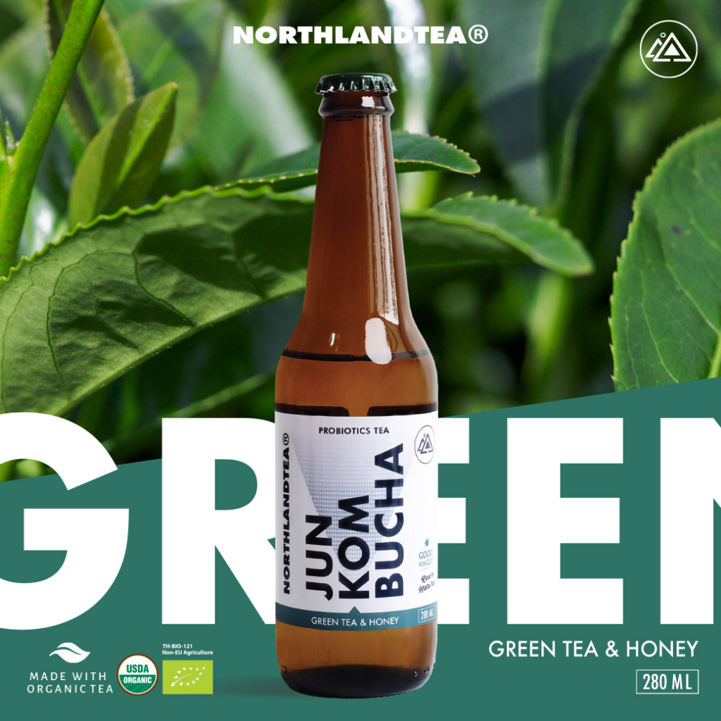 Northlandtea - Jun Kombucha Green Tea&Honey 280 ml. คอมบูชา Probiotic- สร้างจุลินทรีย์ที่ดีในร่างกาย