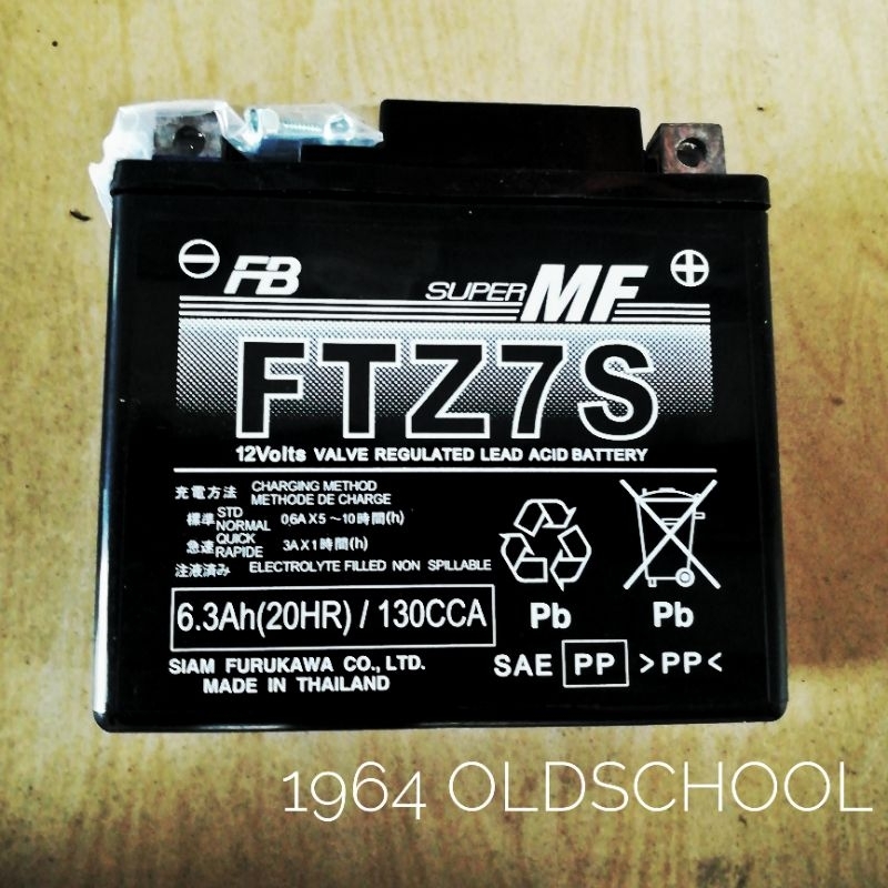 แบตเตอรี่มอเตอร์ไซค์ แบบแห้ง ยี่ห้อ FB รุ่น FTZ7S (12V 6.3AH)