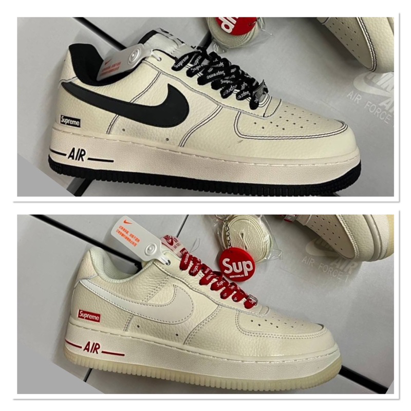 Nike Air Force 1 X SUPREME (size36-45) cream black and cream red