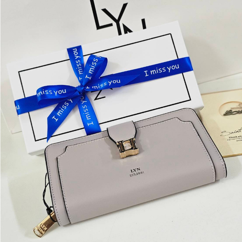 ชุดของขวัญสำหรับสาวๆ กระเป๋าสตางค์ LYN 5 สี เเบบถือ ใบยาว ทรงเหลี่ยม เเบบใหม่ทรงสวย อุปกรณ์ กล่อง ถุ