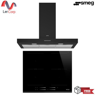 (Smeg) เครื่องดูดควันติดผนัง รุ่น KBT900NE + เตาอินดักชั่น Smeg 2 Multizone SI2M7643B