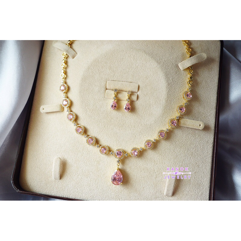💎ชุดสร้อยคอเพชรพร้อมต่างหู💎ส่งฟรี Ems พร้อมกล่อง