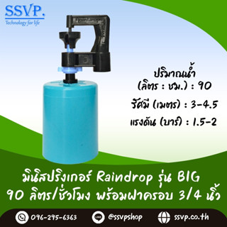 มินิสปริงเกอร์ รุ่น BIG พร้อมฝาครอบพีวีซี ขนาด 3/4" ปริมาณน้ำ 90 ลิตร/ชั่วโมง รหัสสินค้า BIG-90-CO75 บรรจุ 10 ตัว