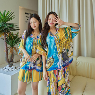 ชุดนอน Muslin pajamas [ โค้ด MUSSEP130 ลด 130 ฿]Silk Satin ( รุ่น W1220,V1220,L1220 )