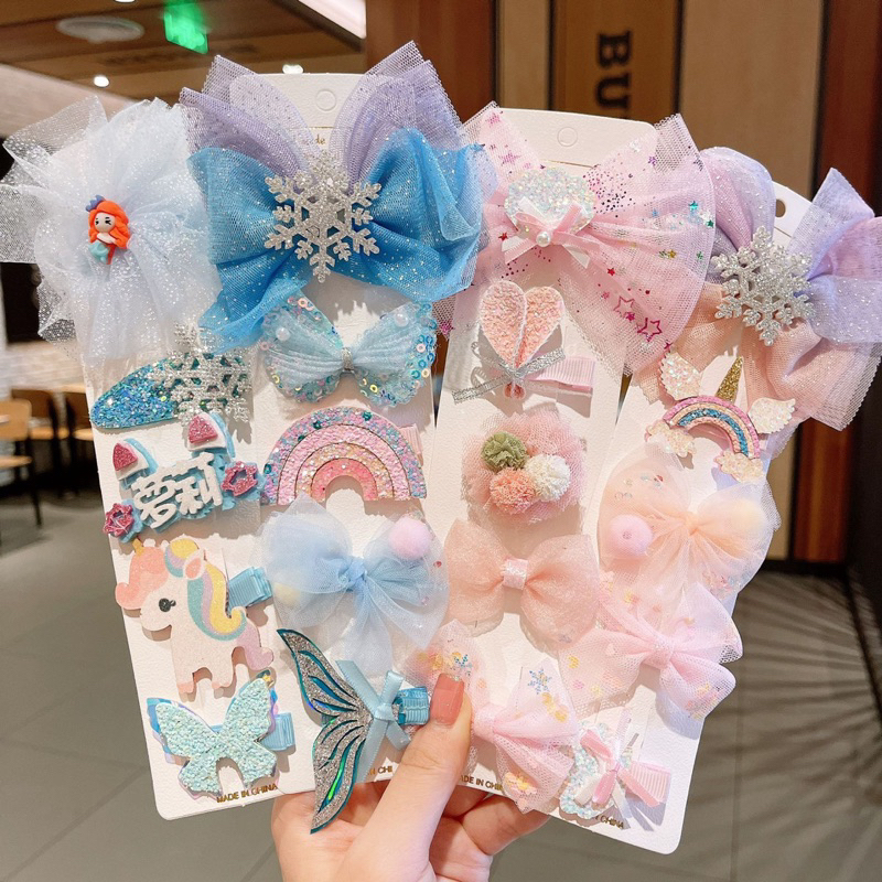 พร้อมส่ง กิ๊บติดผมเด็กผู้หญิง กิ๊บโบว์น่ารัก 1แพ็ค 5 ชิ้น(K1)